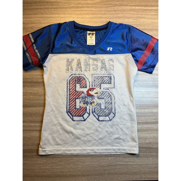 Russell Kemp Other - Kansas Jayhawks‎ Jersey Youth M 7/8 Russell Distressed